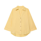 Women Oversized Linen Blouse with Kimono Sleeves and Continuous Button Placket Fashion Glam