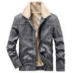 Men's Padded Trucker Jacket in Suede Look with Sherpa Collar Fashion Glam