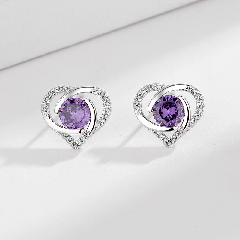 Ladies earrings in elegant heart design with shimmering zirconia Fashion Glam
