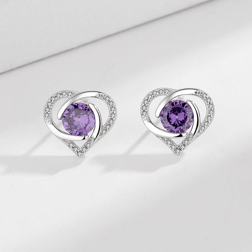 Ladies earrings in elegant heart design with shimmering zirconia Fashion Glam