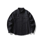 Unisex Boxy Denim Overshirt with Flap Pockets and Shirt Collar Fashion Glam
