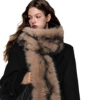 Women's luxurious long faux fur stole with patterned look and voluminous texture Fashion Glam