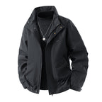 Men's Lightweight Technical Leisure Jacket with Stand-Up Collar, Concealed Zipper and Elastic Hem Fashion Glam