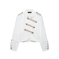 Ladies short-cut military-inspired blazer with decorative button plackets and epaulettes Fashion Glam
