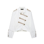 Ladies short-cut military-inspired blazer with decorative button plackets and epaulettes Fashion Glam