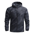 Men's Lightweight Geometric Windbreaker with Hood and Breathable Functional Material Fashion Glam