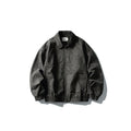 Unisex Short Boxy Denim Blouson Jacket with Zipper, Shirt Collar and Elastic Hem Fashion Glam