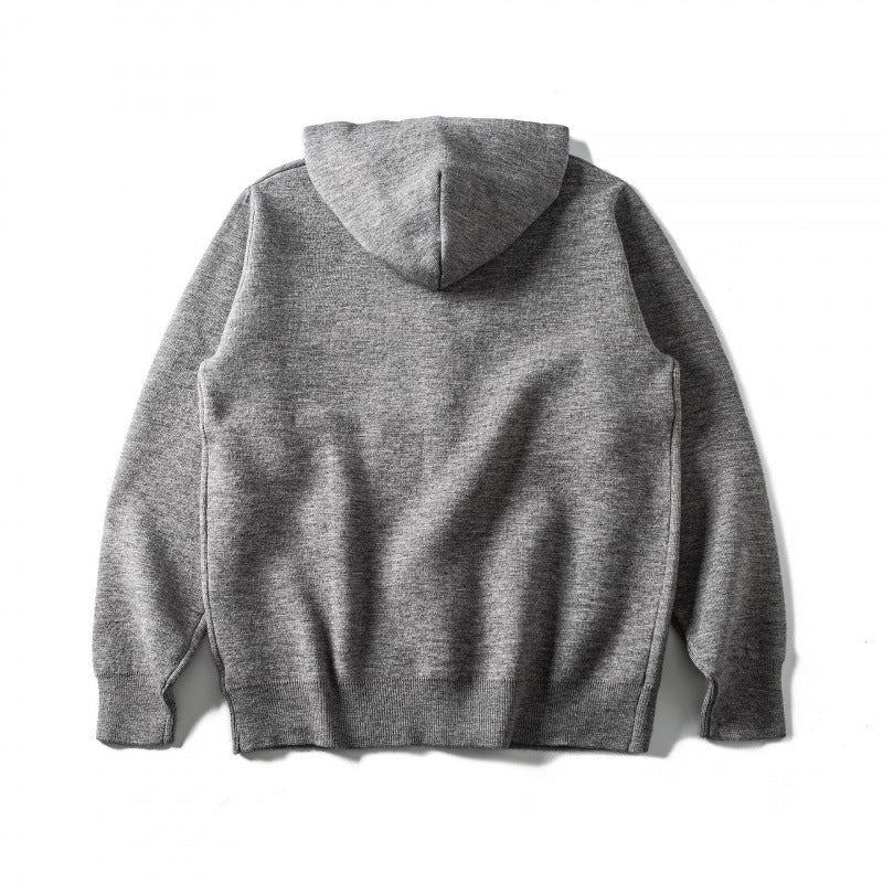 Unisex Hooded Knitted Cardigan with Continuous Button Placket and Ribbed Cuffs Fashion Glam