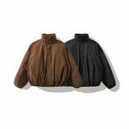 Unisex Oversized padded short jacket with high stand-up collar and elastic hems Fashion Glam