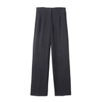 Women's High-Waisted Pleated Trousers with Wide Leg and Classic Tailoring Fashion Glam