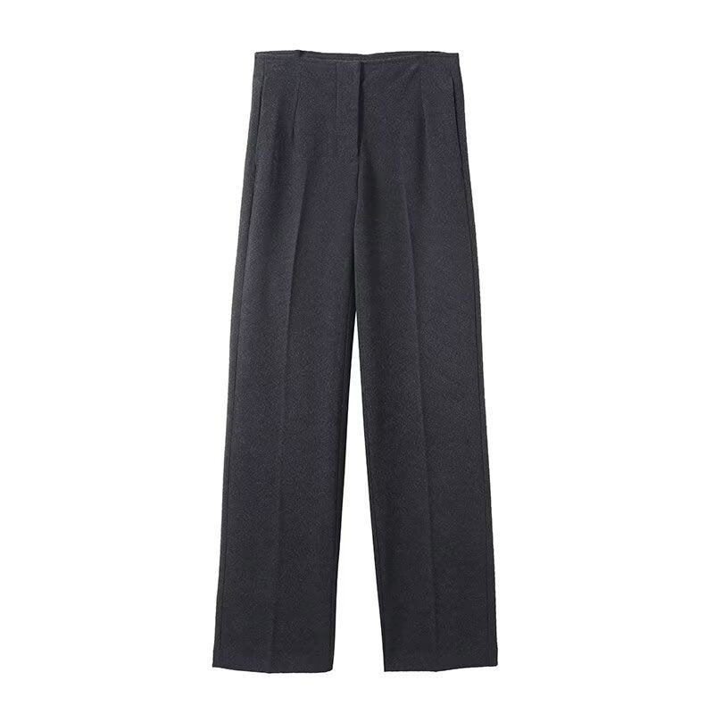 Women's High-Waisted Pleated Trousers with Wide Leg and Classic Tailoring Fashion Glam