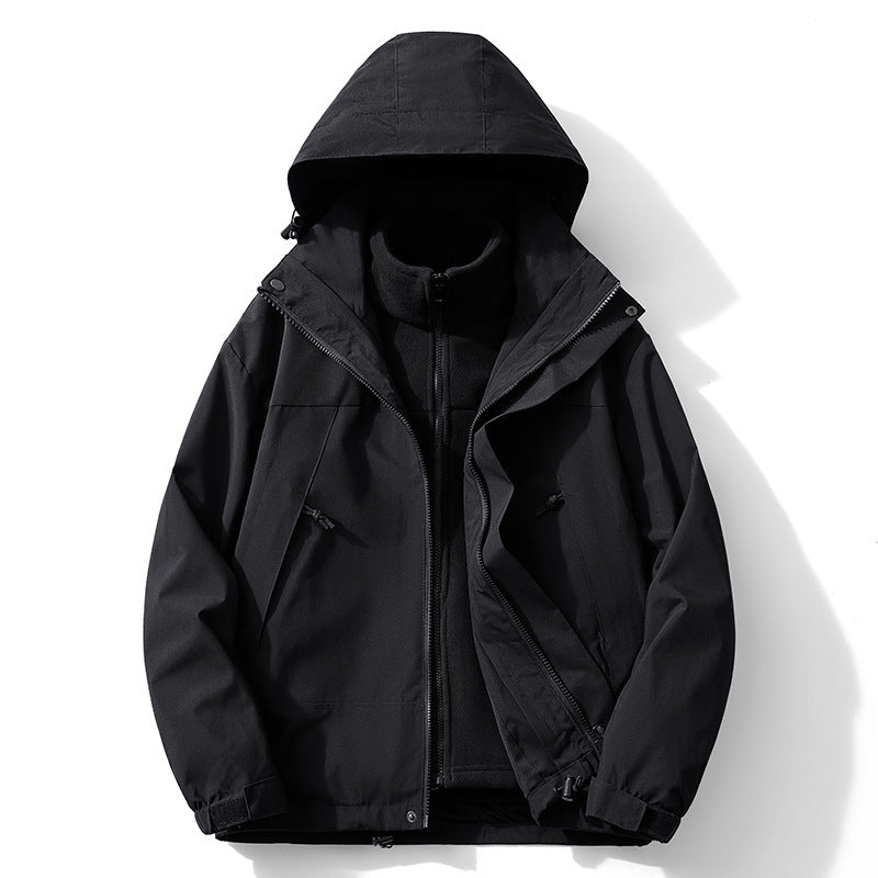 Men's two-layer softshell trekking jacket with removable fleece inner jacket and hood Fashion Glam