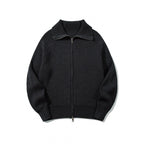 Unisex Ribbed Zip Cardigan with Stand-Up Collar, Raglan Sleeves and Two-Way Zipper Fashion Glam