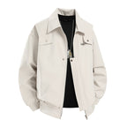 Men's Oversize Utility Coach Jacket with Zipper, Snap Placket, and Elastic Cuffs Fashion Glam