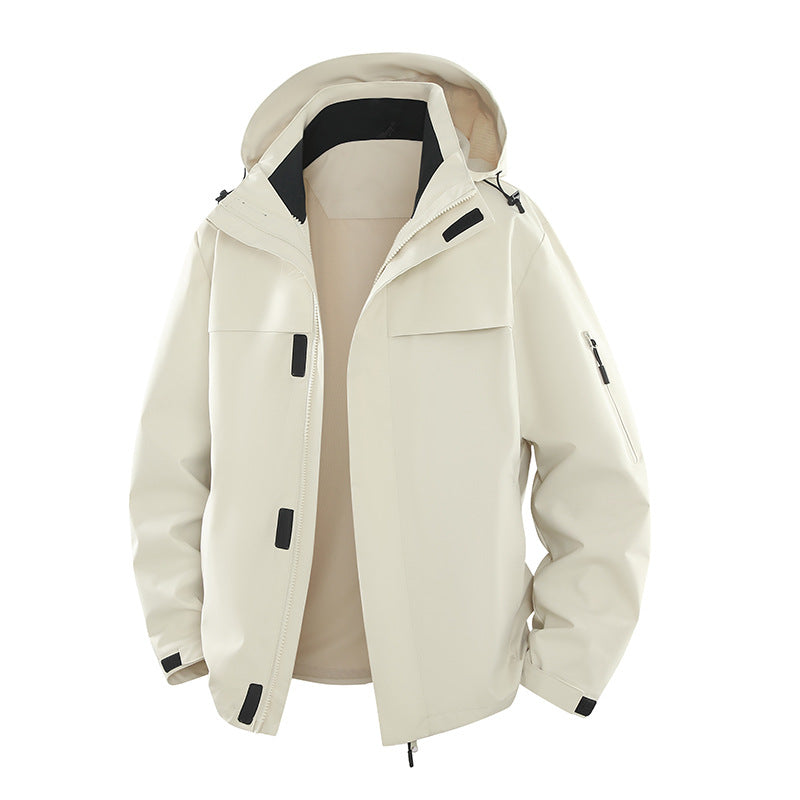 Men's Urban Softshell Outdoor Jacket with Hood, Concealed Zipper and Multiple Pockets Fashion Glam