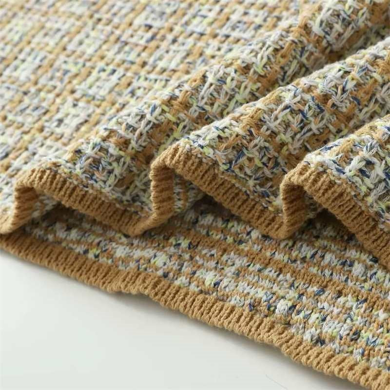 Women's Boucle Polo Knit Sweater with Tweed Effect Fashion Glam