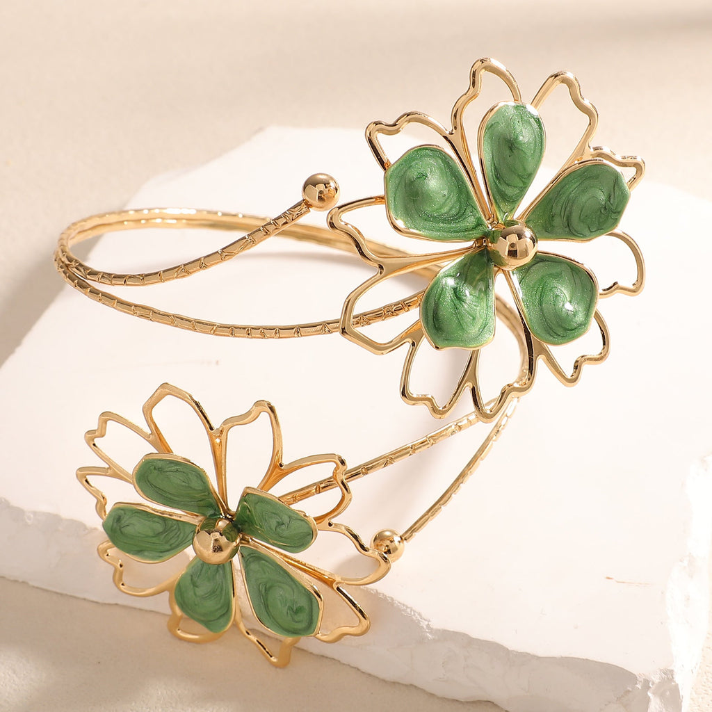 Ladies bracelet with artistic flower design Fashion Glam