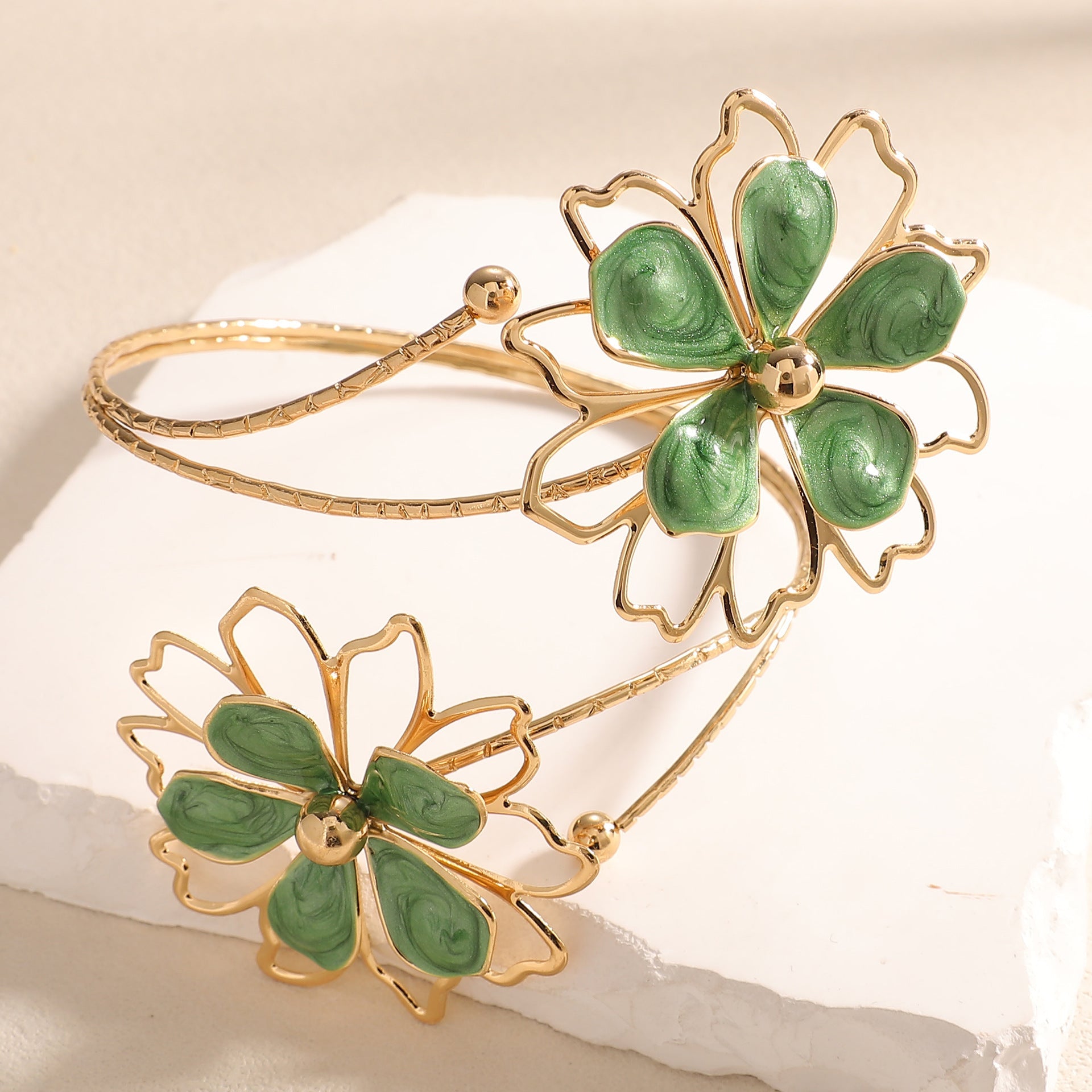 Ladies bracelet with artistic flower design Fashion Glam