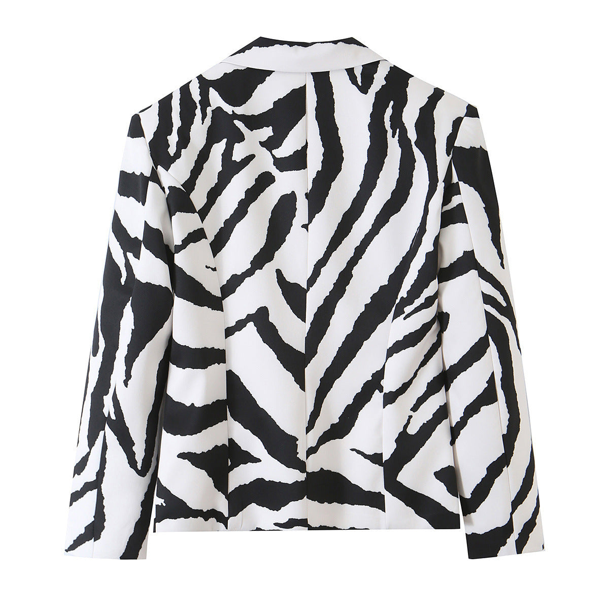 Women’s Statement Zebra Blazer with Lapel Collar and Tailored Silhouette Fashion Glam