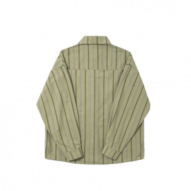 Unisex Oversize Long Sleeve Shirt made of Cotton Blend with Vertical Stripe Pattern and Chest Pocket Fashion Glam