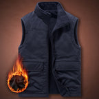 Men's Thermal Fleece Vest with windproof nylon outer layer, high stand collar, and multifunctional pockets Fashion Glam