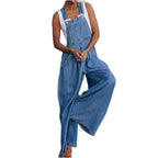 Ladies Wide Denim Overall in Palazzo Style Fashion Glam