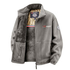Men's thermal fleece jacket with teddy inner lining and stand-up collar Fashion Glam