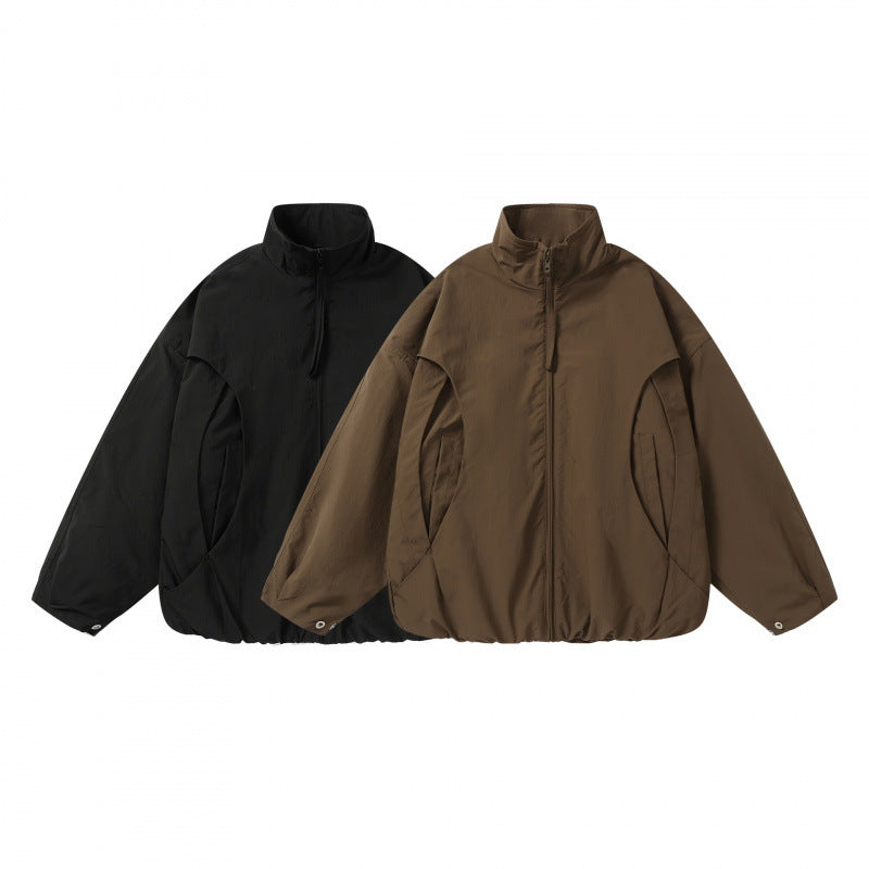 Unisex Lightweight technical blouson with stand-up collar, full-length zipper and drawstring hem Fashion Glam