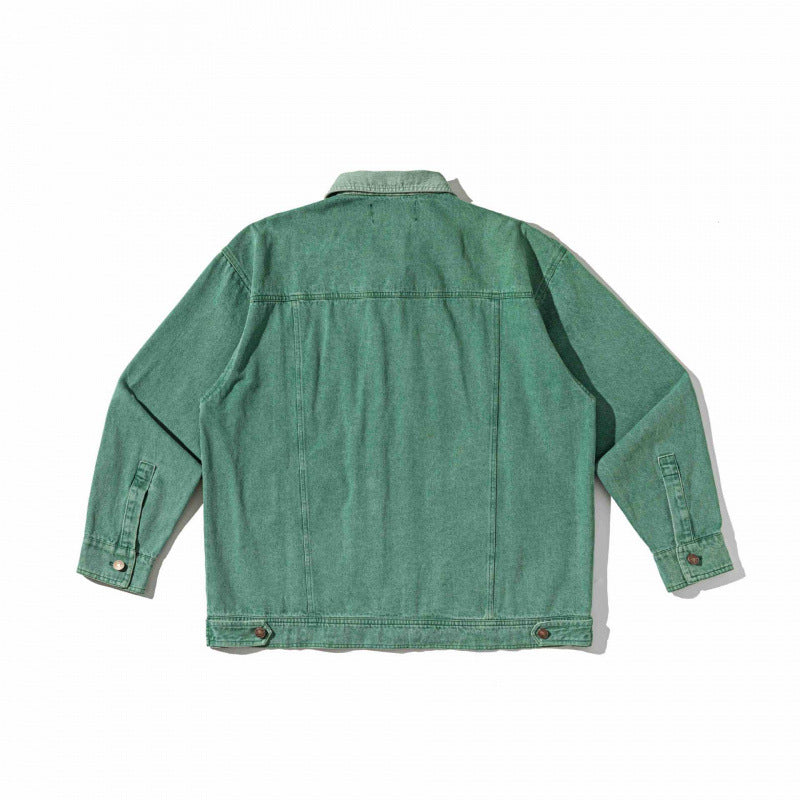 Unisex Boxy Overshirt Jacket made of washed denim with front zipper and multiple pockets Fashion Glam
