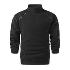 Men's Tactical Microfleece Sweater with High Stand-Up Collar, Sleeve Zip Pocket and Raglan Sleeves Fashion Glam