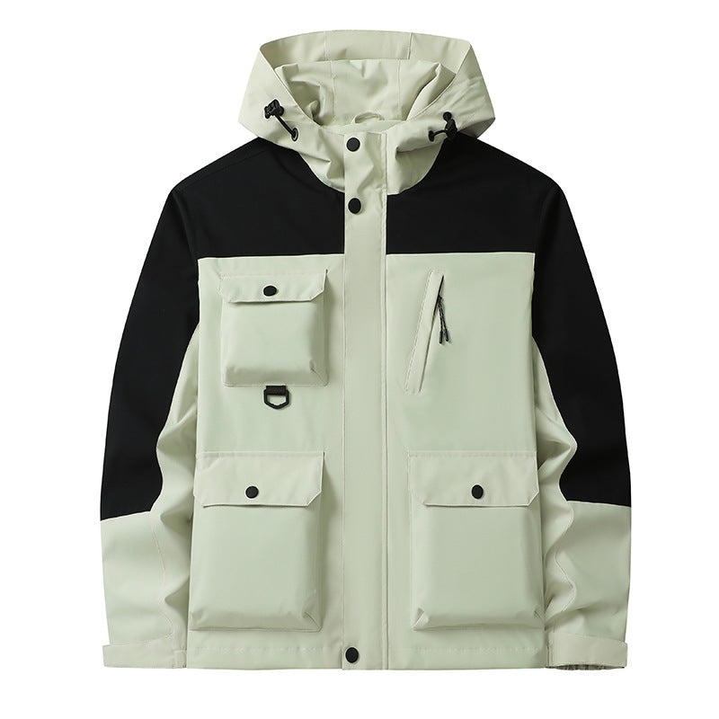Men's Technical Utility Field Jacket with Hood, Multiple Pockets and Wind-Resistant Shell Fashion Glam