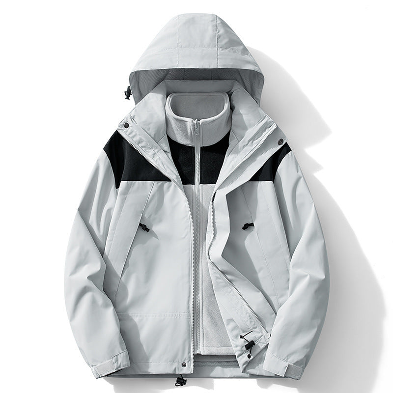 Men's two-layer softshell trekking jacket with removable fleece inner jacket and hood Fashion Glam