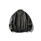Unisex Short Boxy Denim Blouson Jacket with Zipper, Shirt Collar and Elastic Hem Fashion Glam