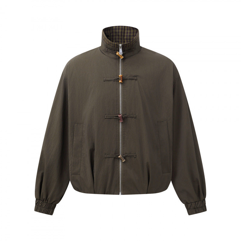 Men's short jacket with stand-up collar and decorative toggle fastenings Fashion Glam