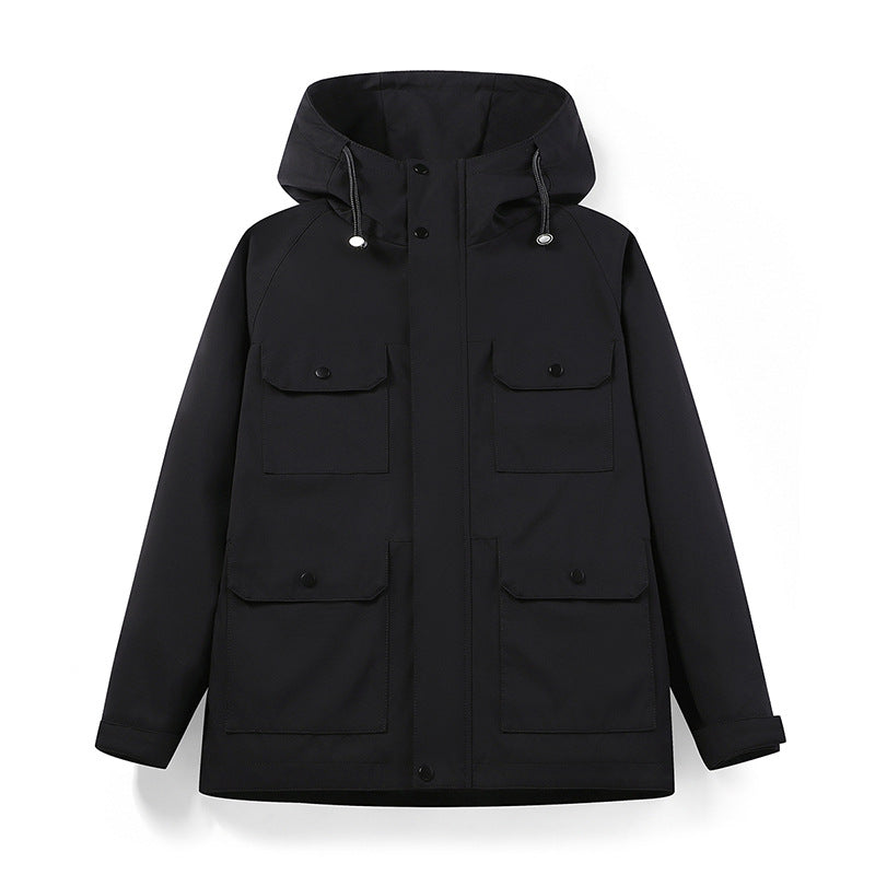 Men's water-repellent field jacket with hood and multifunctional pockets Fashion Glam