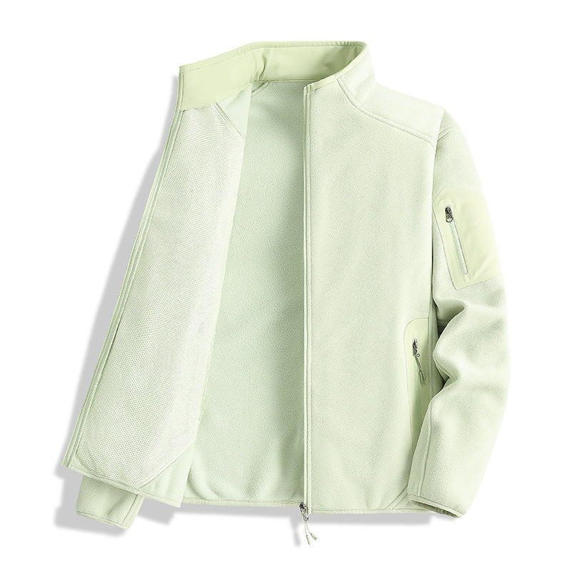 Men's fleece jacket with stand-up collar and softshell inserts Fashion Glam
