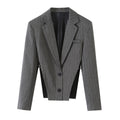 Women's Short Cut Pinstripe Blazer with Side Cut-Outs and Lacing Detail Fashion Glam