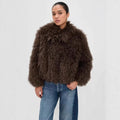 Women's short shaggy faux fur blazer with dense high pile Fashion Glam