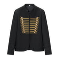 Women Military-Inspired Short Jacket with Stand-Up Collar and Golden Decorative Braid Fashion Glam