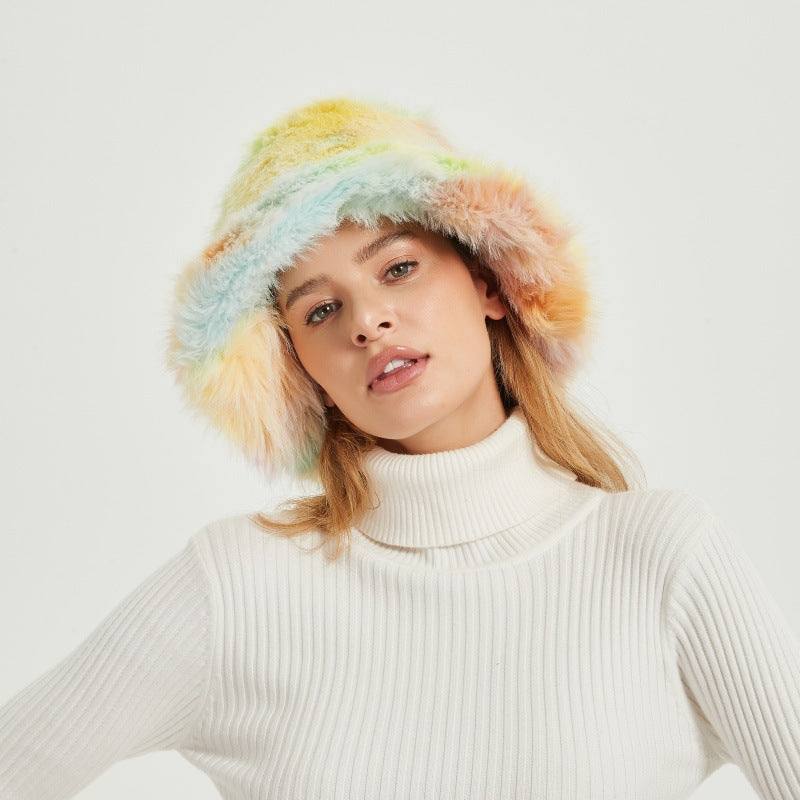 Ladies Fluffy Bucket Hat made of high-quality faux fur with teddy texture Fashion Glam