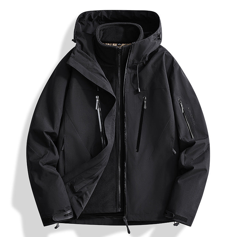 Men's two-in-one softshell outdoor jacket with detachable fleece inner jacket and waterproof zippers Fashion Glam