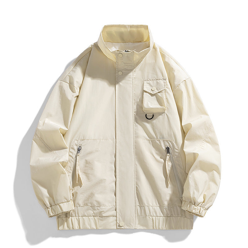 Men's lightweight technical utility transition jacket with stand-up collar and multifunction pockets Fashion Glam