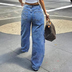 Women's cargo jeans in a wide baggy cut with a high waist and utility pockets Fashion Glam