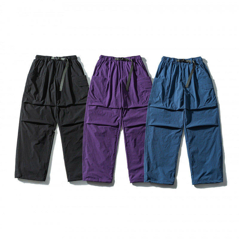 Unisex Utility Cargo Pants with elastic waistband, adjustable belt, and large patch pockets Fashion Glam