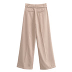 Women’s Palazzo Trousers with Pleats, Extra Wide Leg and Fine Tie Belt Fashion Glam