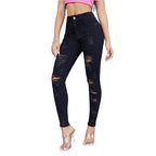 Ladies High-Waist Skinny Jeans with strong Destroy Effect Fashion Glam
