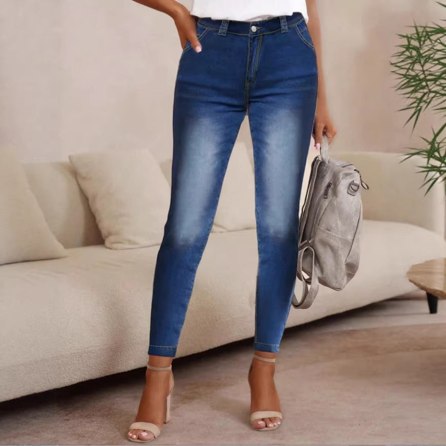 Women's High-Waist Skinny Jeans made of elastic Stretch Denim Fashion Glam