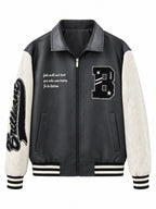 Men's Retro Style Letterman Jacket with Faux Leather Body and Suede Sleeves Fashion Glam