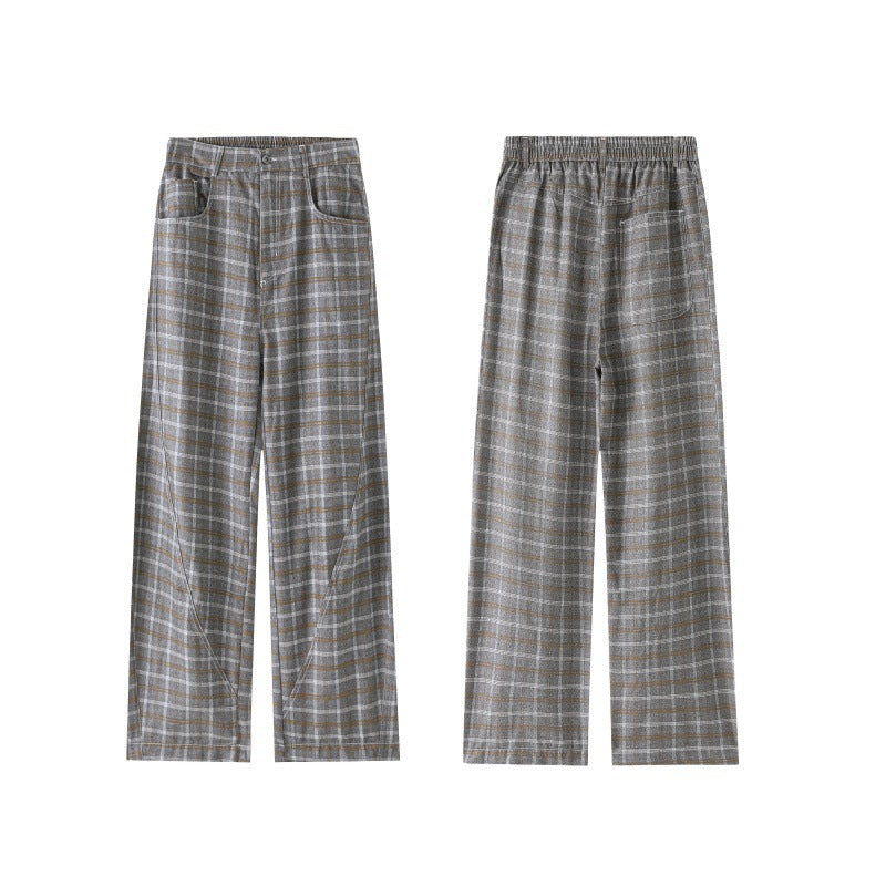 Women High-waisted wide checkered Culotte pants with crease Fashion Glam