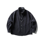Unisex Wide Crinkle Shirt with High Standing Collar and Concealed Button Placket Fashion Glam